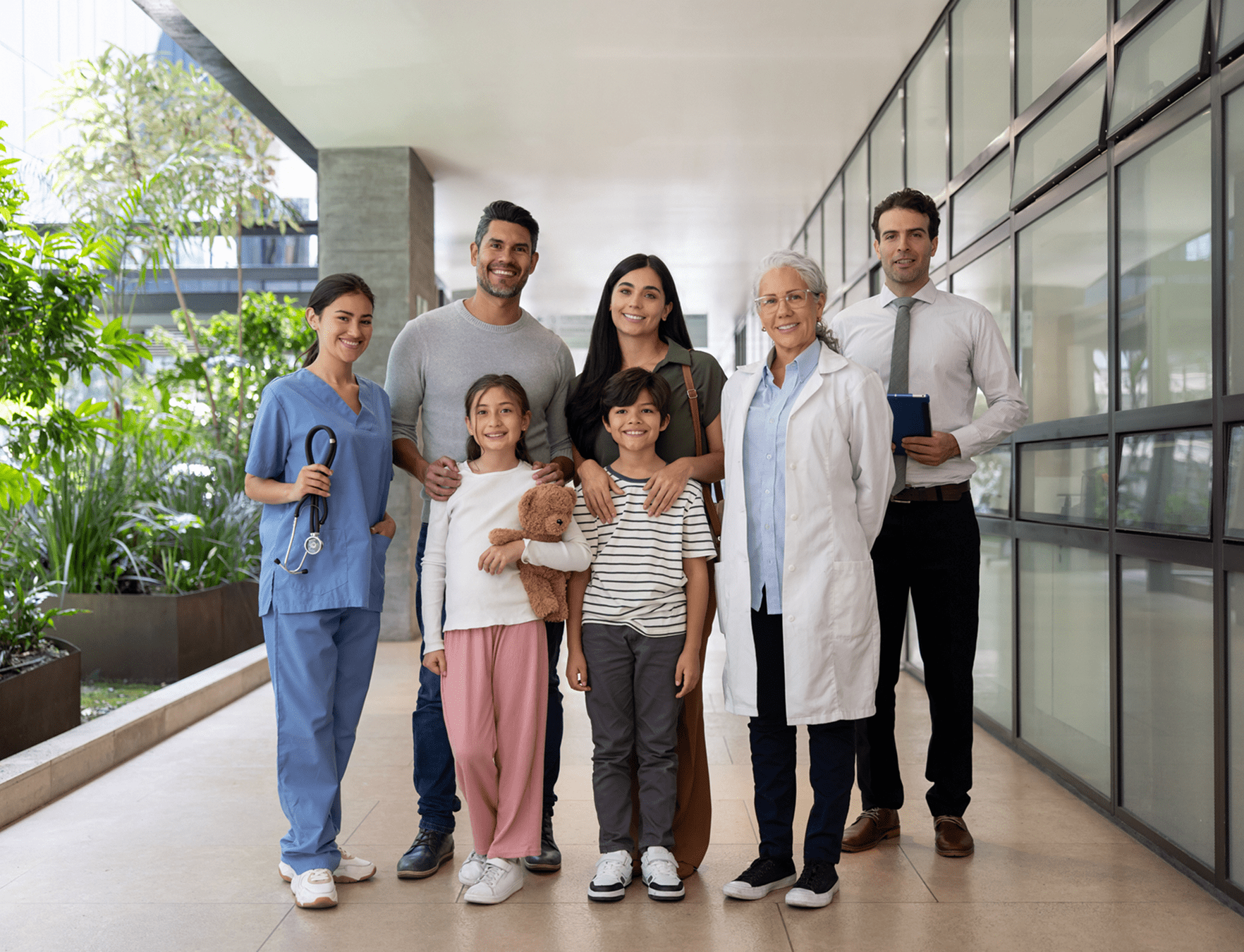 Diverse group in medical setting