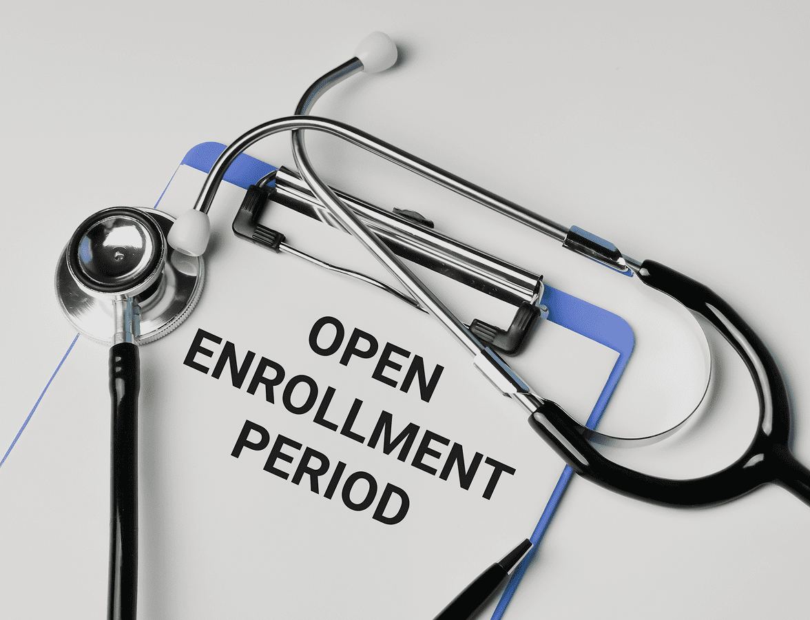 Healthcare enrollment document with stethoscopes