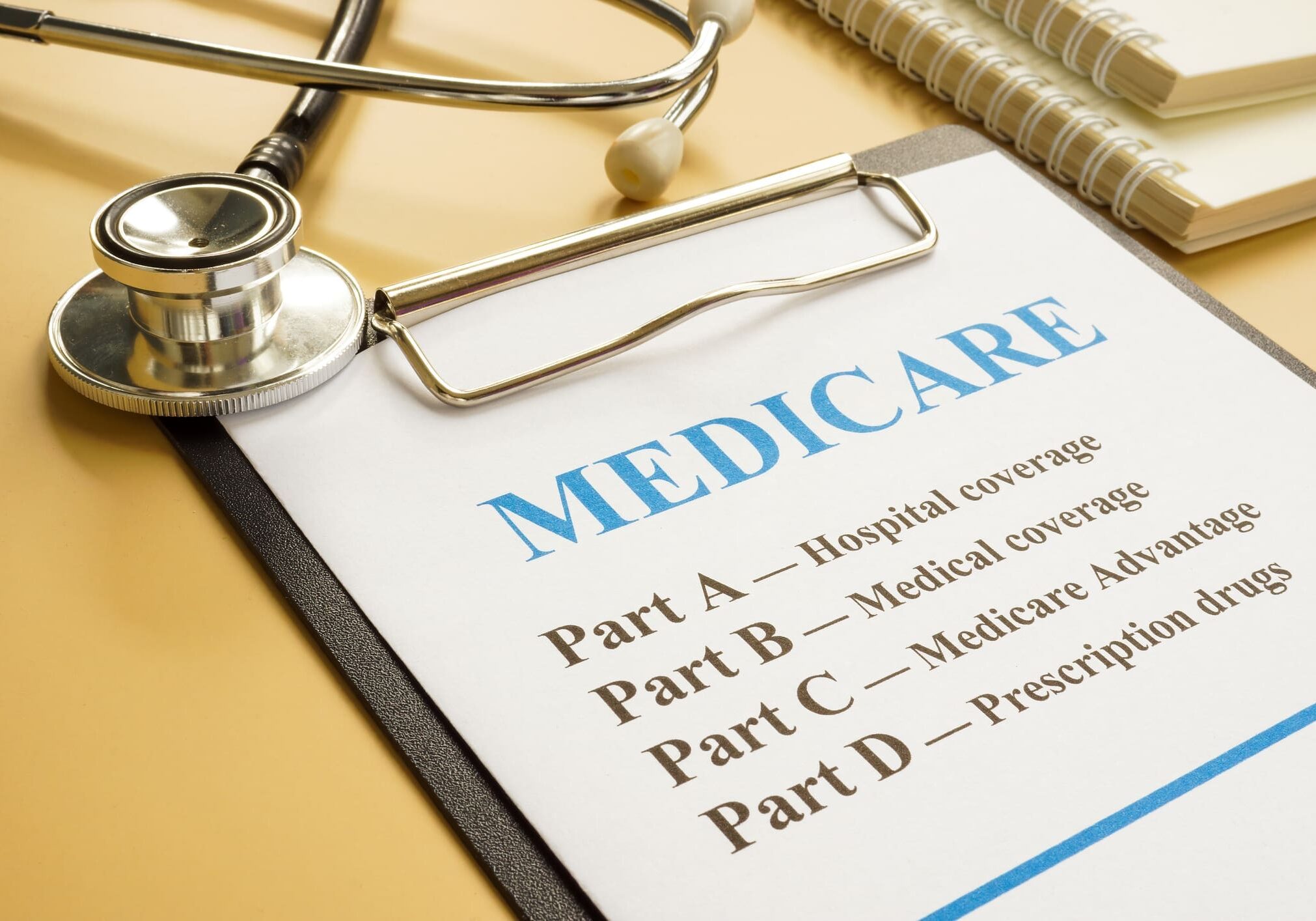 Stethoscope with medicare form with parts list