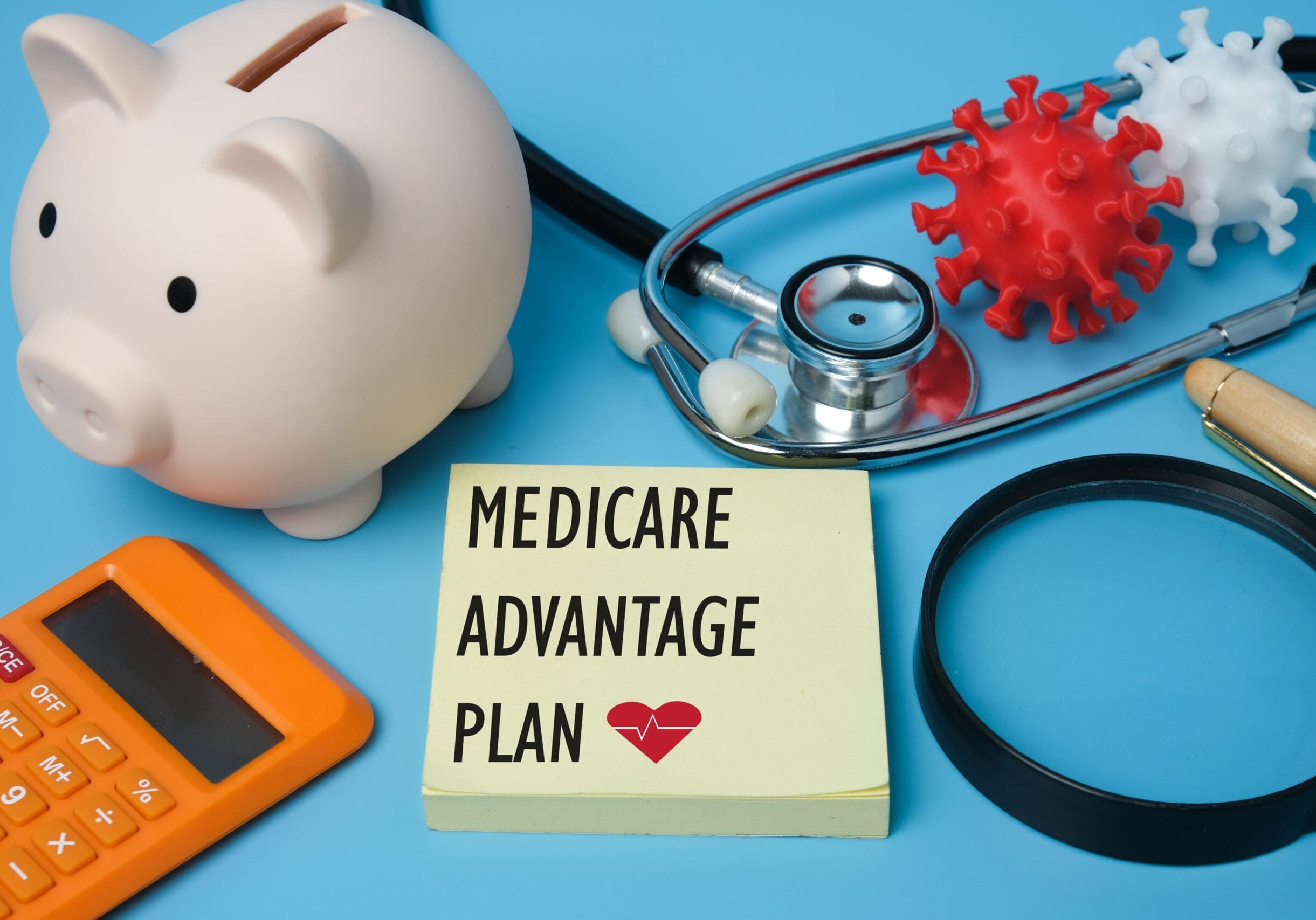 Medicare Advantage plan concept with piggy bank