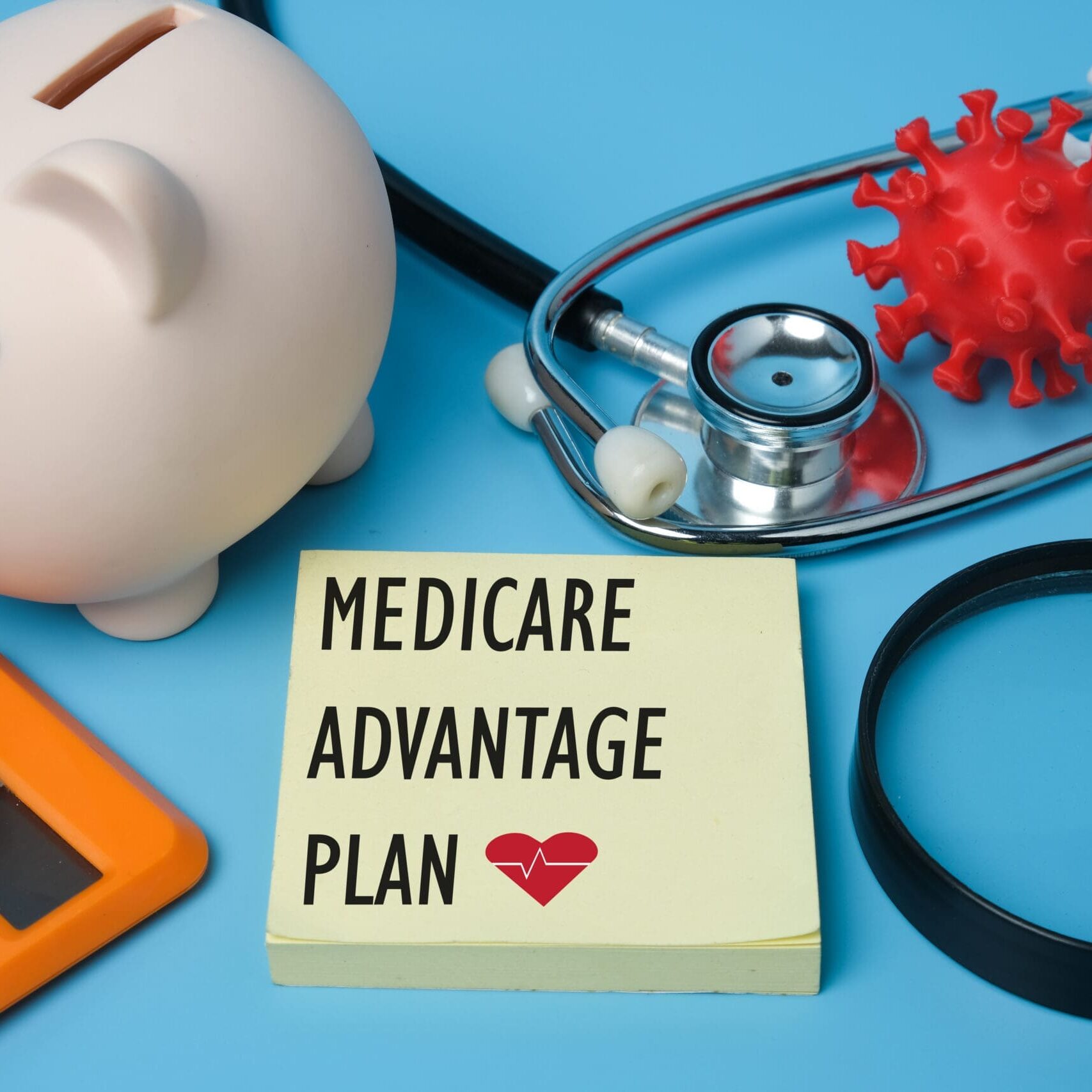 Medicare Advantage plan concept with piggy bank
